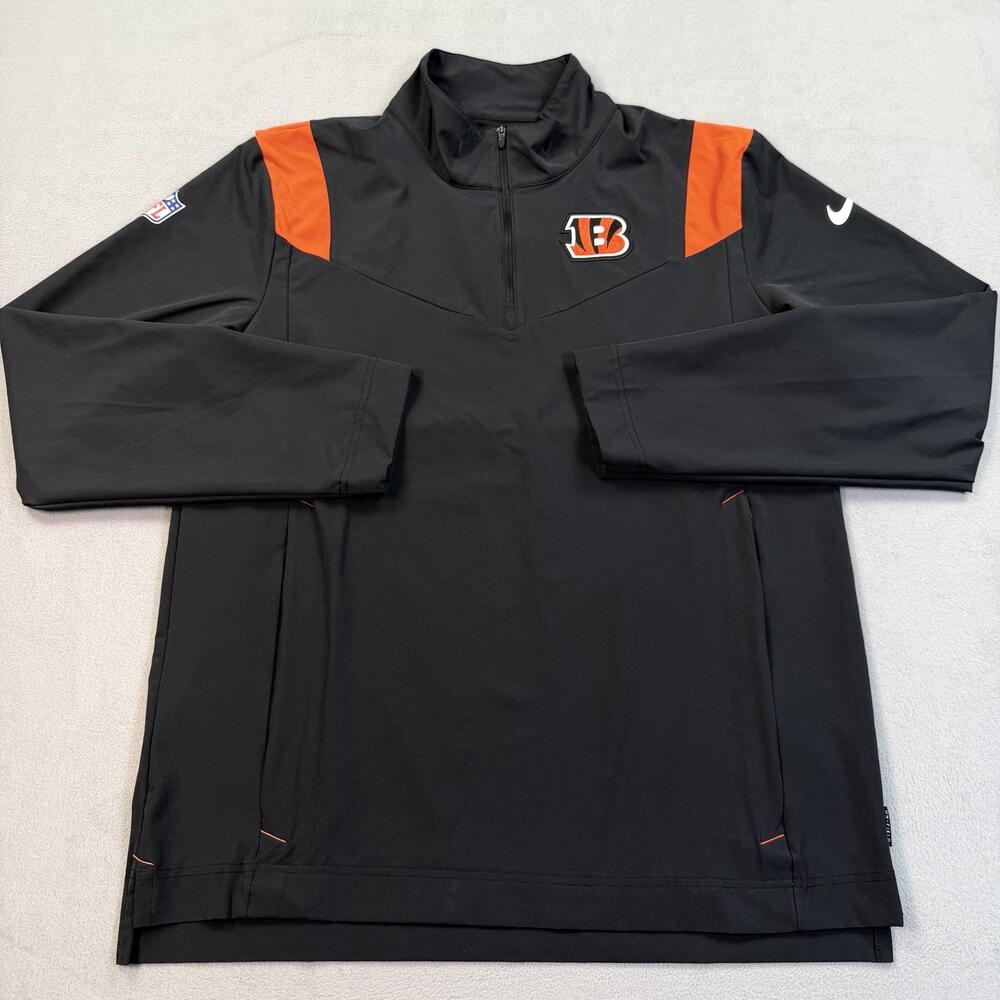 Cincinnati Bengals Jacket Mens Medium Black NFL Football Nike On Field 1/4 Zip